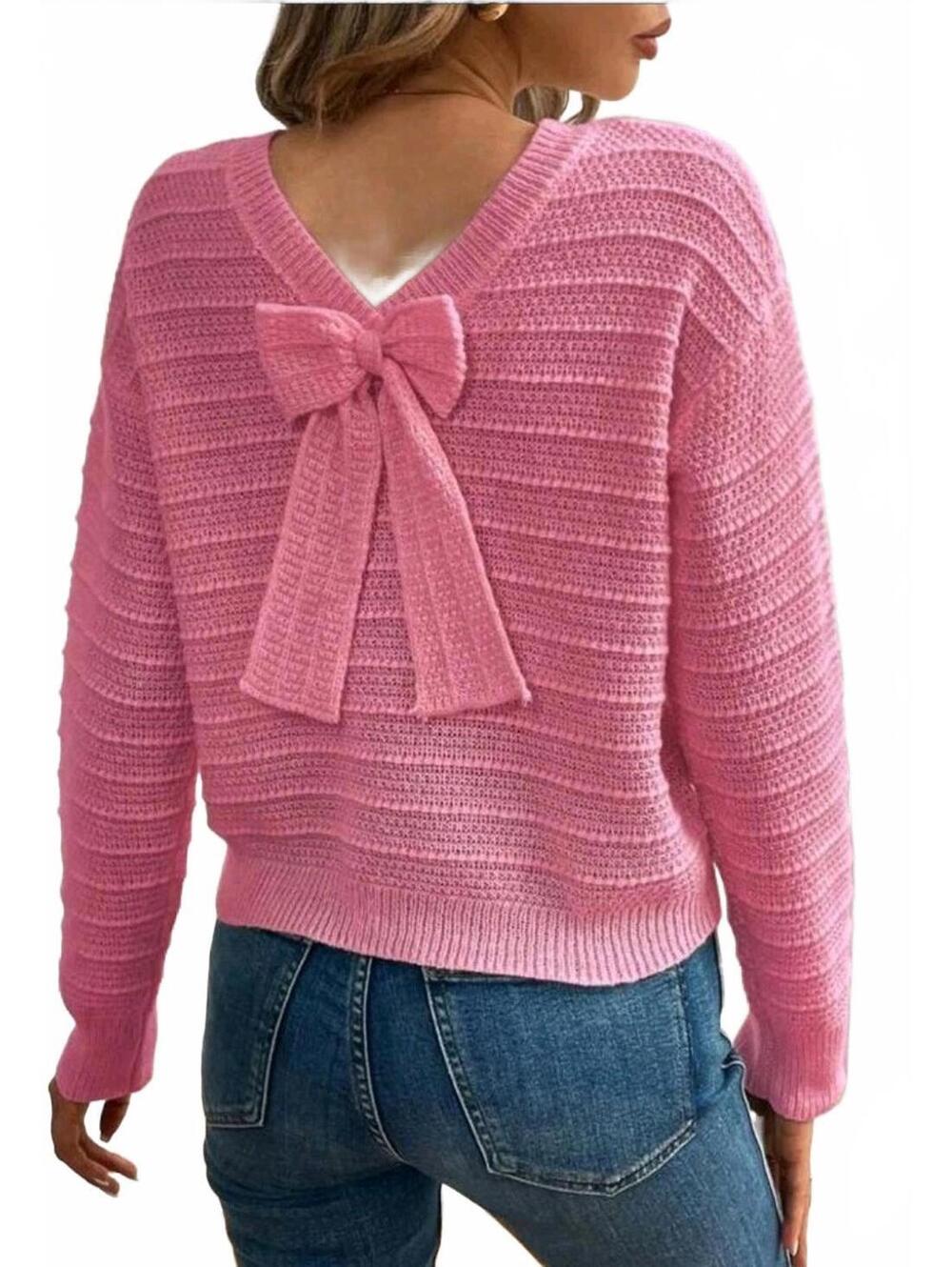 Shein Bubblegum Pink Bow Sweater Size Large (8/10)